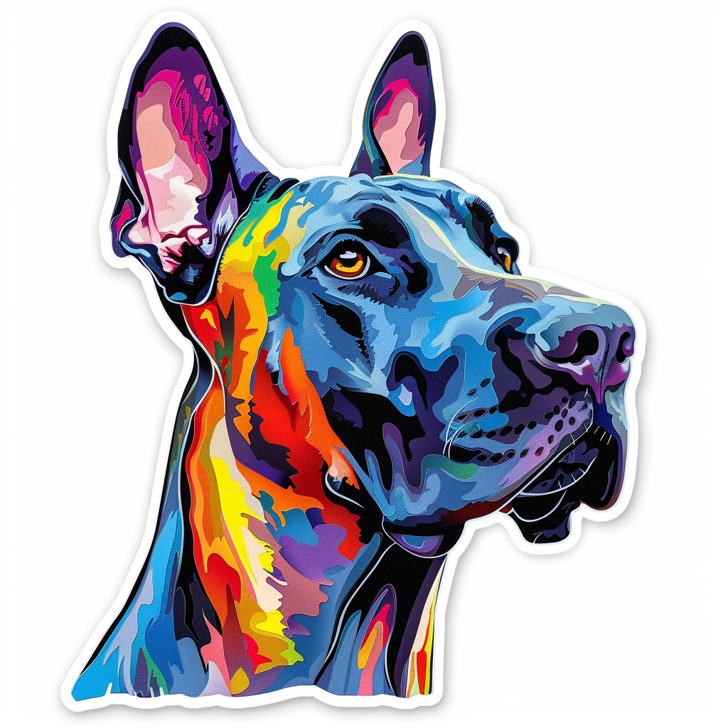 Adorable Great Dane Dog Expressive surreal Vinyl Decal Sticker for Car, Laptop, Tumbler and more # F017775