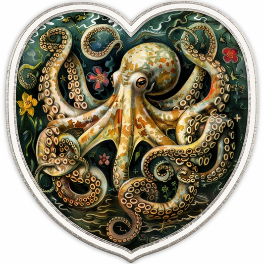Sticker of a Octopus heartcore majestic Expressive surreal Vinyl Decal Sticker for Car, Laptop, Tumbler and more # F015735