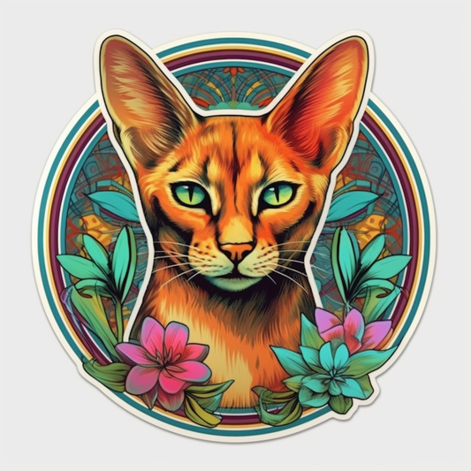 Abyssinian Cat Vinyl Decal Sticker for Car, Laptop, Tumbler and more # 0010077