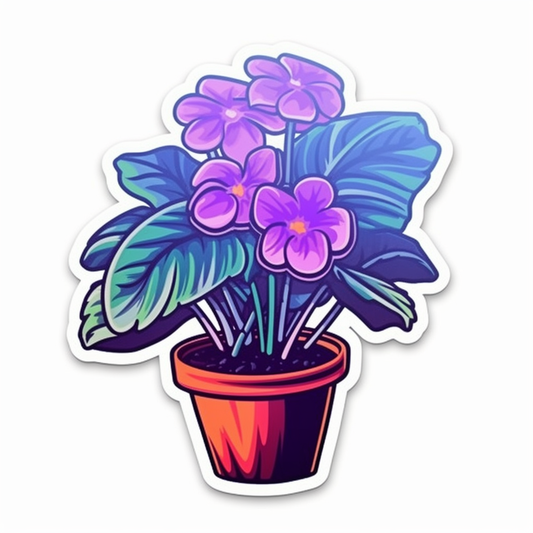 African Violet Plant Vinyl Decal Sticker for Car, Laptop, Tumbler and more # 0010111