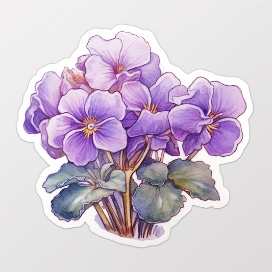 African Violet Plant Vinyl Decal Sticker for Car, Laptop, Tumbler and more # 0010109