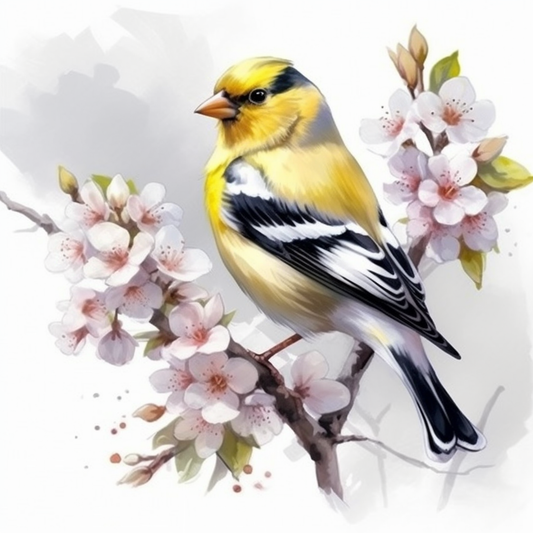 Washington American Goldfinch bird Coast Rhododendron flower  Vinyl Decal Sticker for Car, Laptop, Tumbler and more # 009886