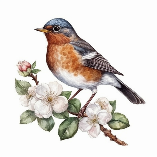Michigan American Robin bird Apple Blossom flower  Vinyl Decal Sticker for Car, Laptop, Tumbler and more # 008723