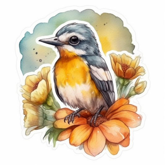 Maryland Baltimore Oriole bird Black-eyed Susan flower  Vinyl Decal Sticker for Car, Laptop, Tumbler and more # 008729