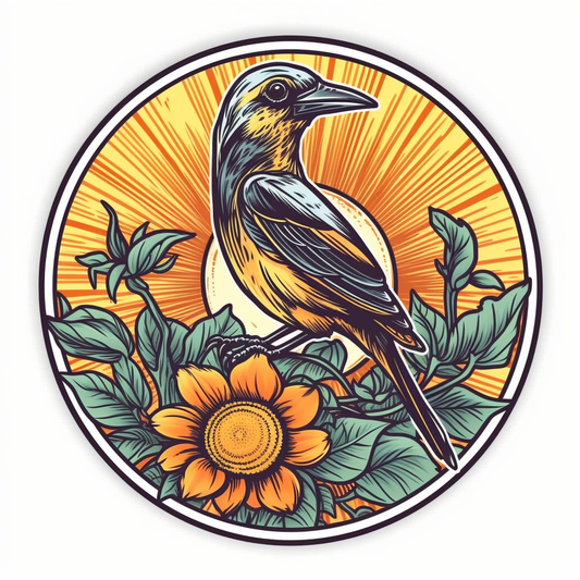 Maryland Baltimore Oriole bird Black-eyed Susan flower  Vinyl Decal Sticker for Car, Laptop, Tumbler and more # 008803
