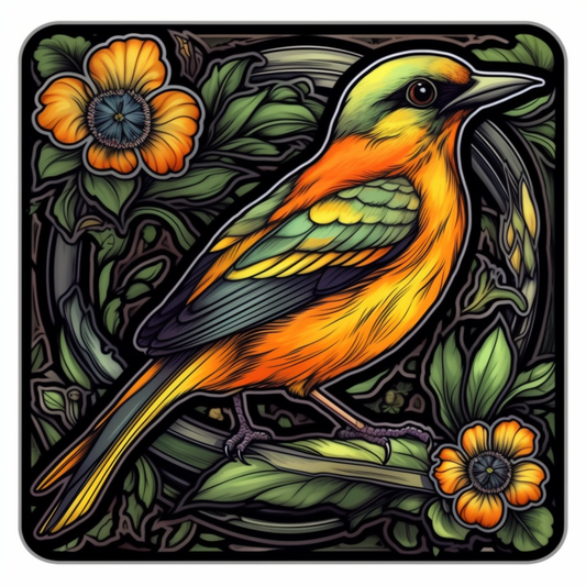 Maryland Baltimore Oriole bird Black-eyed Susan flower  Vinyl Decal Sticker for Car, Laptop, Tumbler and more # 008783