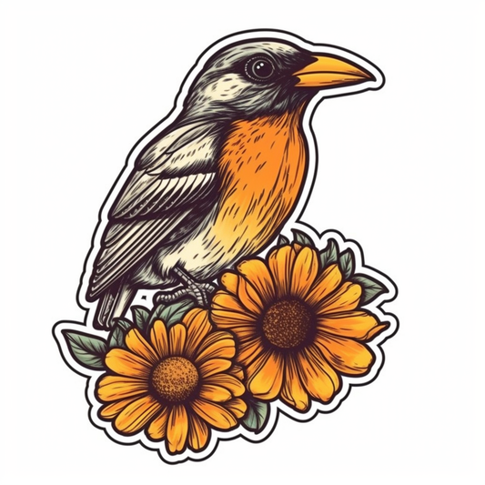 Maryland Baltimore Oriole bird Black-eyed Susan flower  Vinyl Decal Sticker for Car, Laptop, Tumbler and more # 008782