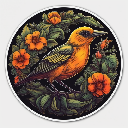 Maryland Baltimore Oriole bird Black-eyed Susan flower  Vinyl Decal Sticker for Car, Laptop, Tumbler and more # 008824
