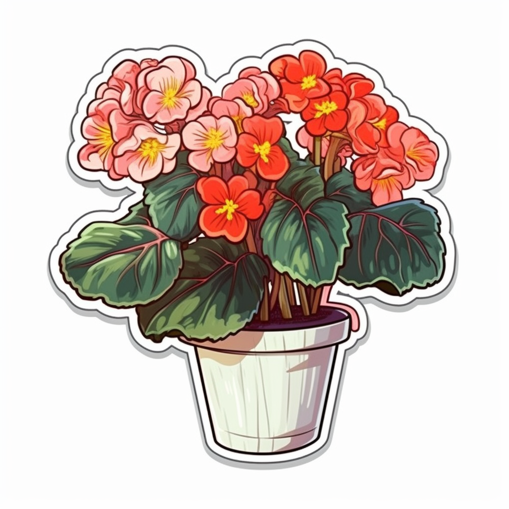 Begonia Plant Vinyl Decal Sticker for Car, Laptop, Tumbler and more # 0010396