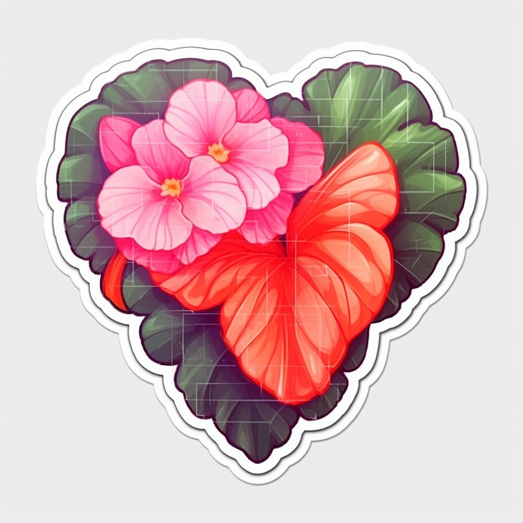 Begonia Plant Vinyl Decal Sticker for Car, Laptop, Tumbler and more # 0010456