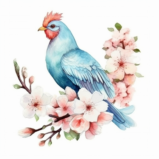 Delaware Blue Hen Chicken bird Peach Blossom flower  Vinyl Decal Sticker for Car, Laptop, Tumbler and more # 008319