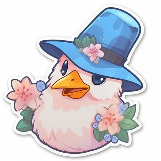 Delaware Blue Hen Chicken bird Peach Blossom flower  Vinyl Decal Sticker for Car, Laptop, Tumbler and more # 008322