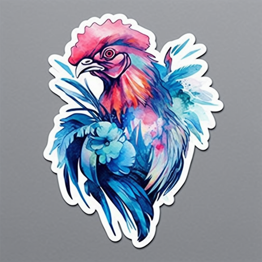 Delaware Blue Hen Chicken bird Peach Blossom flower  Vinyl Decal Sticker for Car, Laptop, Tumbler and more # 008334