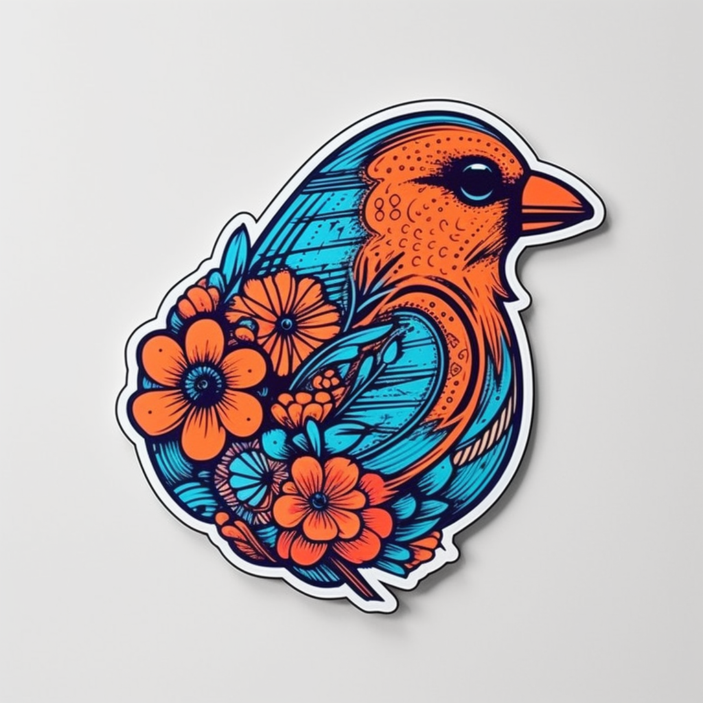 Delaware Blue Hen Chicken bird Peach Blossom flower  Vinyl Decal Sticker for Car, Laptop, Tumbler and more # 008340