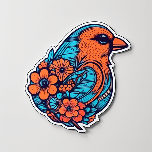 Delaware Blue Hen Chicken bird Peach Blossom flower  Vinyl Decal Sticker for Car, Laptop, Tumbler and more # 008340