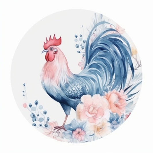 Delaware Blue Hen Chicken bird Peach Blossom flower  Vinyl Decal Sticker for Car, Laptop, Tumbler and more # 008330
