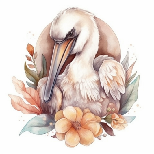 Louisiana Brown Pelican bird Magnolia flower  Vinyl Decal Sticker for Car, Laptop, Tumbler and more # 008548