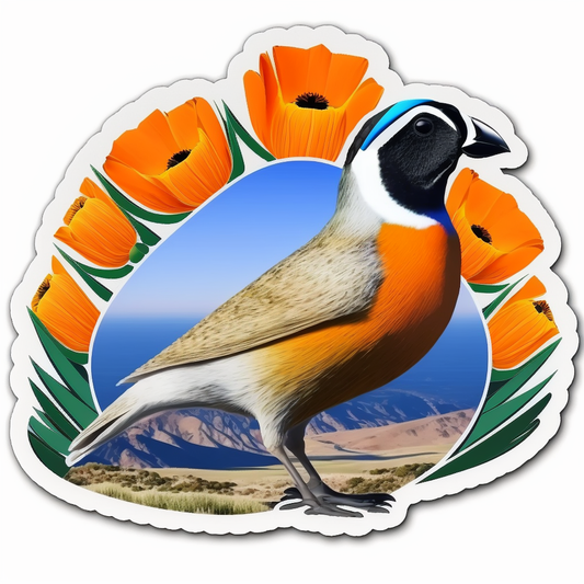California Quail bird Poppy flower  Vinyl Decal Sticker for Car, Laptop, Tumbler and more # 008300