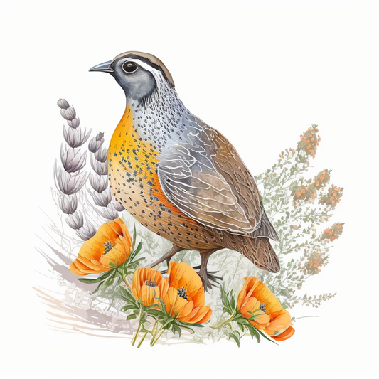 California Quail bird Poppy flower  Vinyl Decal Sticker for Car, Laptop, Tumbler and more # 008274