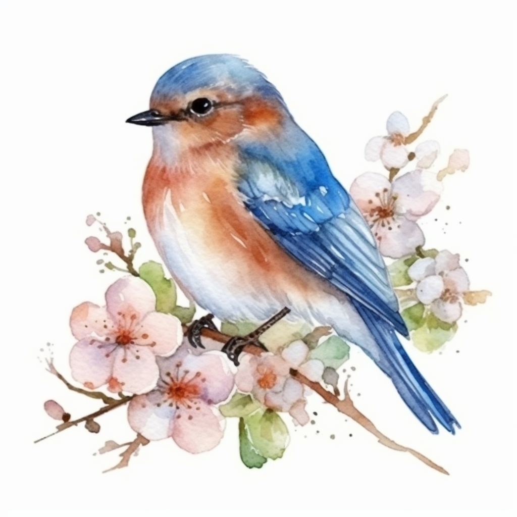 Missouri Eastern Bluebird bird Hawthorn flower  Vinyl Decal Sticker for Car, Laptop, Tumbler and more # 008805