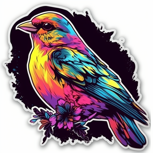 New Jersey Eastern Goldfinch bird Violet flower  Vinyl Decal Sticker for Car, Laptop, Tumbler and more # 008912