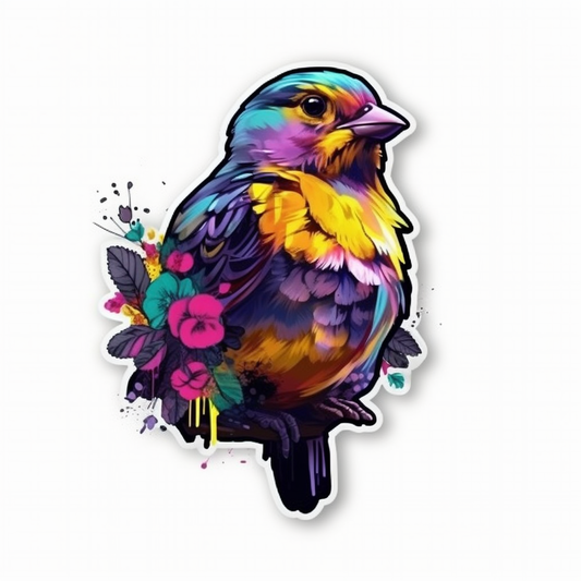 New Jersey Eastern Goldfinch bird Violet flower  Vinyl Decal Sticker for Car, Laptop, Tumbler and more # 008918