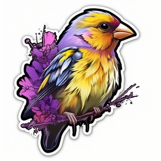 New Jersey Eastern Goldfinch bird Violet flower  Vinyl Decal Sticker for Car, Laptop, Tumbler and more # 008968