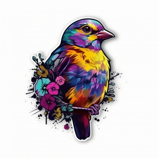 New Jersey Eastern Goldfinch bird Violet flower  Vinyl Decal Sticker for Car, Laptop, Tumbler and more # 008923