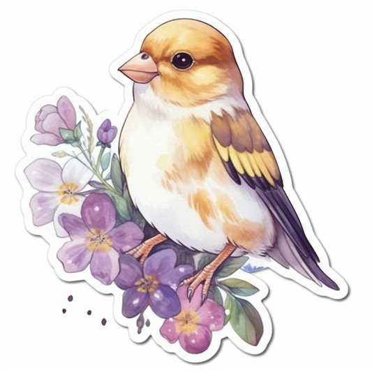 New Jersey Eastern Goldfinch bird Violet flower  Vinyl Decal Sticker for Car, Laptop, Tumbler and more # 008914