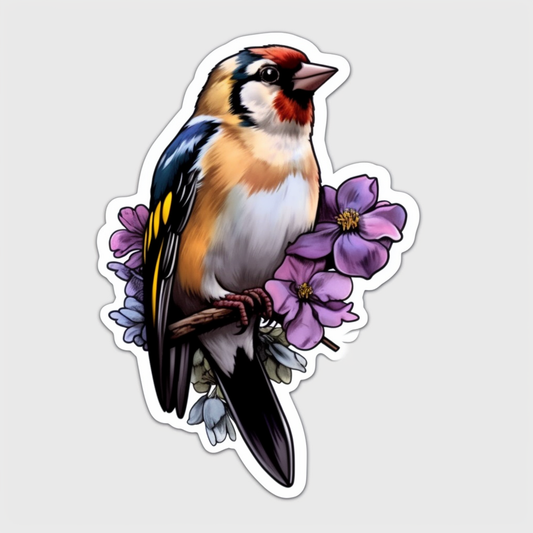 New Jersey Eastern Goldfinch bird Violet flower  Vinyl Decal Sticker for Car, Laptop, Tumbler and more # 008957
