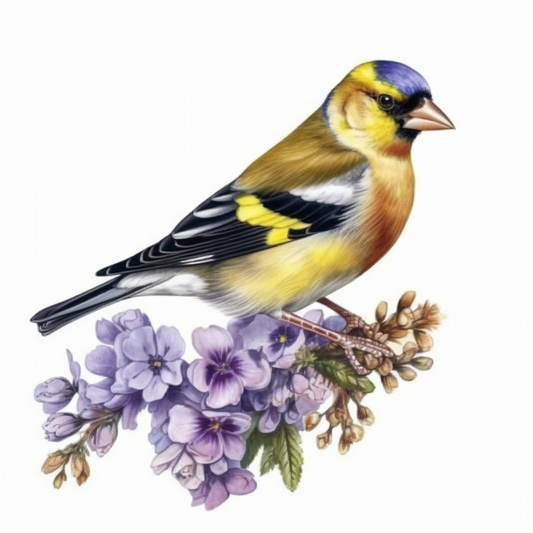 New Jersey Eastern Goldfinch bird Violet flower  Vinyl Decal Sticker for Car, Laptop, Tumbler and more # 008911