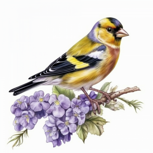 New Jersey Eastern Goldfinch bird Violet flower  Vinyl Decal Sticker for Car, Laptop, Tumbler and more # 008920