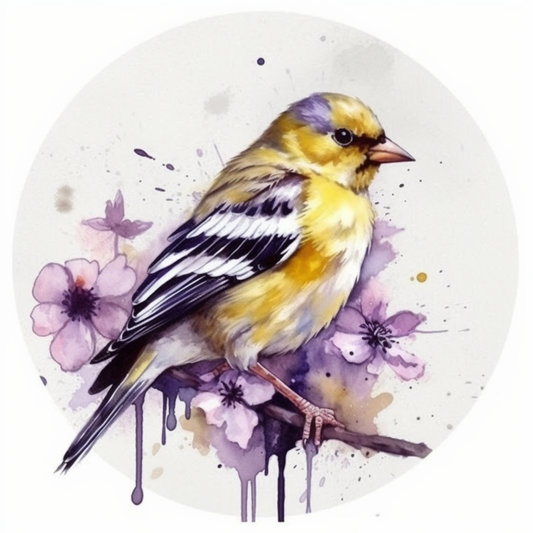 New Jersey Eastern Goldfinch bird Violet flower  Vinyl Decal Sticker for Car, Laptop, Tumbler and more # 008927
