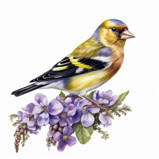 New Jersey Eastern Goldfinch bird Violet flower  Vinyl Decal Sticker for Car, Laptop, Tumbler and more # 008984