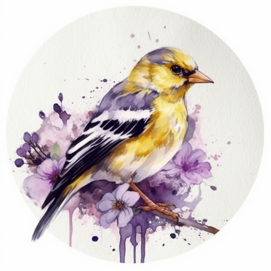 New Jersey Eastern Goldfinch bird Violet flower  Vinyl Decal Sticker for Car, Laptop, Tumbler and more # 008901