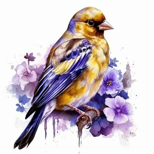 New Jersey Eastern Goldfinch bird Violet flower  Vinyl Decal Sticker for Car, Laptop, Tumbler and more # 008973