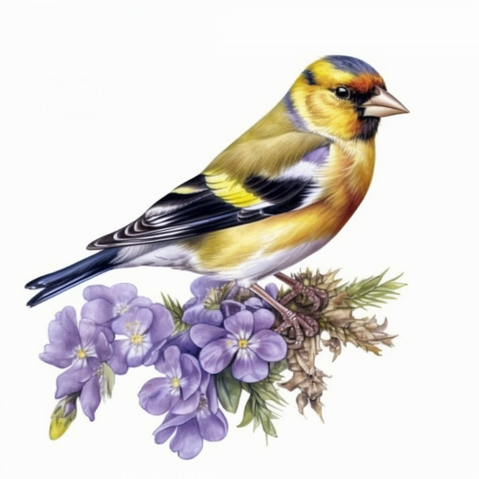 New Jersey Eastern Goldfinch bird Violet flower  Vinyl Decal Sticker for Car, Laptop, Tumbler and more # 008940