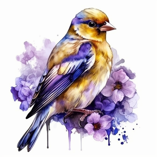 New Jersey Eastern Goldfinch bird Violet flower  Vinyl Decal Sticker for Car, Laptop, Tumbler and more # 008988