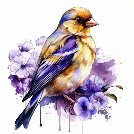 New Jersey Eastern Goldfinch bird Violet flower  Vinyl Decal Sticker for Car, Laptop, Tumbler and more # 008993