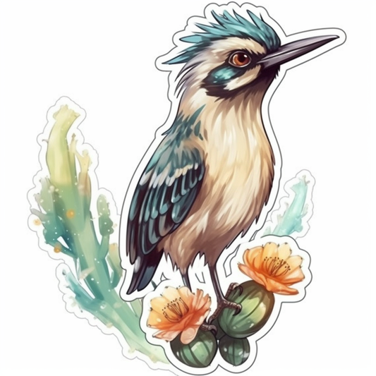 New Mexico Greater Roadrunner bird Yucca Flower flower  Vinyl Decal Sticker for Car, Laptop, Tumbler and more # 008945