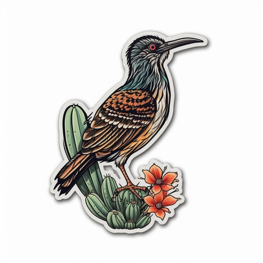 New Mexico Greater Roadrunner bird Yucca Flower flower  Vinyl Decal Sticker for Car, Laptop, Tumbler and more # 008995