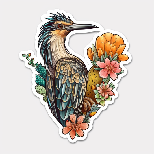 New Mexico Greater Roadrunner bird Yucca Flower flower  Vinyl Decal Sticker for Car, Laptop, Tumbler and more # 008928