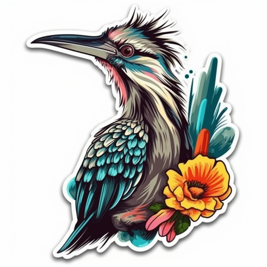 New Mexico Greater Roadrunner bird Yucca Flower flower  Vinyl Decal Sticker for Car, Laptop, Tumbler and more # 008961