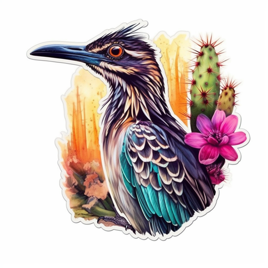 New Mexico Greater Roadrunner bird Yucca Flower flower  Vinyl Decal Sticker for Car, Laptop, Tumbler and more # 008903
