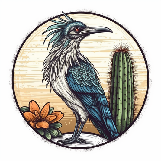 New Mexico Greater Roadrunner bird Yucca Flower flower  Vinyl Decal Sticker for Car, Laptop, Tumbler and more # 008906