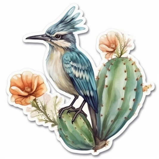 New Mexico Greater Roadrunner bird Yucca Flower flower  Vinyl Decal Sticker for Car, Laptop, Tumbler and more # 008913