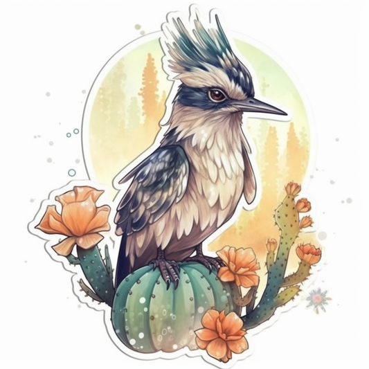 New Mexico Greater Roadrunner bird Yucca Flower flower  Vinyl Decal Sticker for Car, Laptop, Tumbler and more # 008931