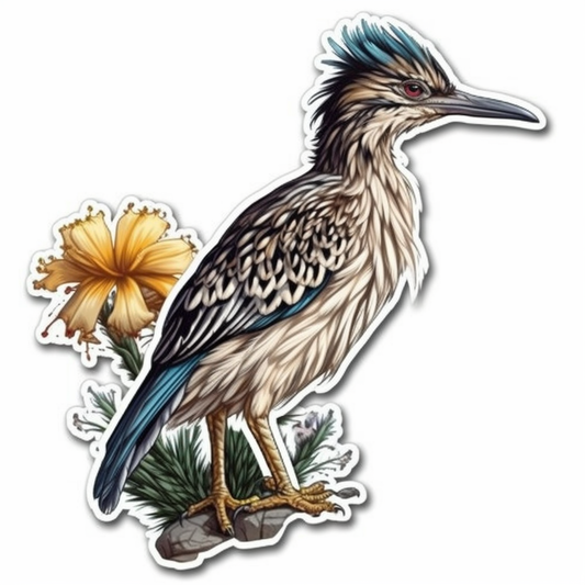 New Mexico Greater Roadrunner bird Yucca Flower flower  Vinyl Decal Sticker for Car, Laptop, Tumbler and more # 008965