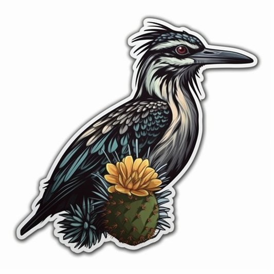 New Mexico Greater Roadrunner bird Yucca Flower flower  Vinyl Decal Sticker for Car, Laptop, Tumbler and more # 009000