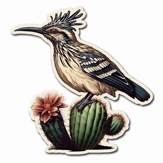 New Mexico Greater Roadrunner bird Yucca Flower flower  Vinyl Decal Sticker for Car, Laptop, Tumbler and more # 008964